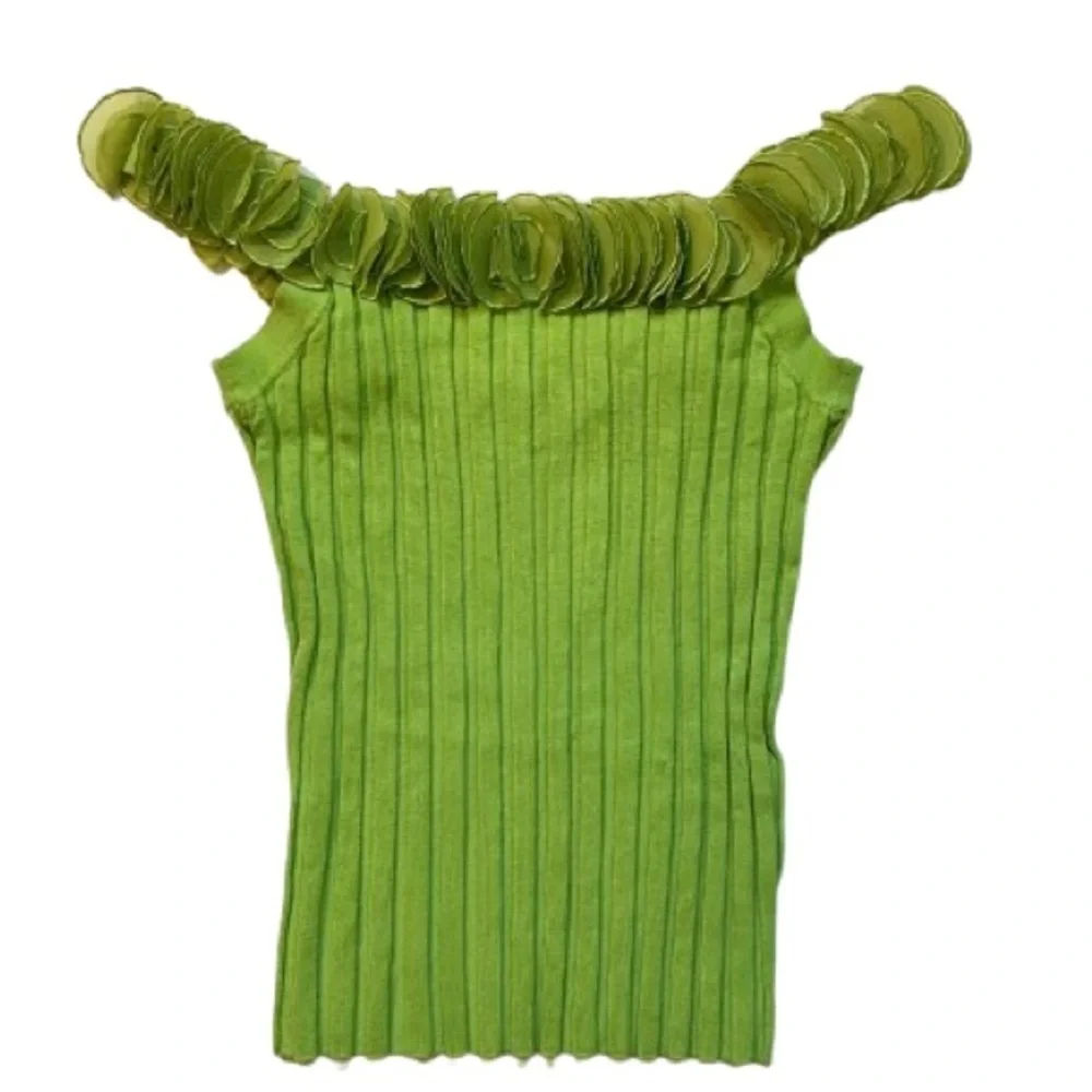 Y2K Belldini Green Bead-Detail Neckline Top Size XL